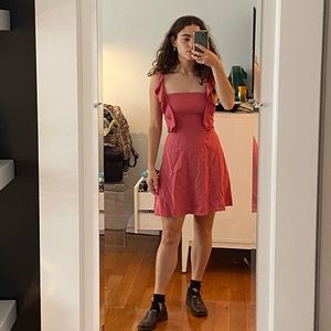 Pink cotton ruffle skater dress